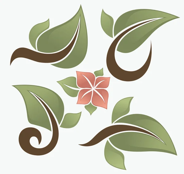 Taze bahar yeşil yaprak semboller — Stok Vektör