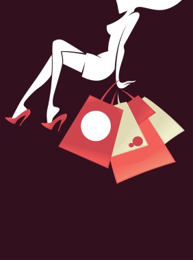 bacakları ve Çantalar, alışveriş, poster için vektör arka plan