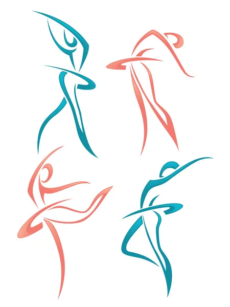 Colección vectorial de mujeres abstractas en pose de ballet — Vector de stock