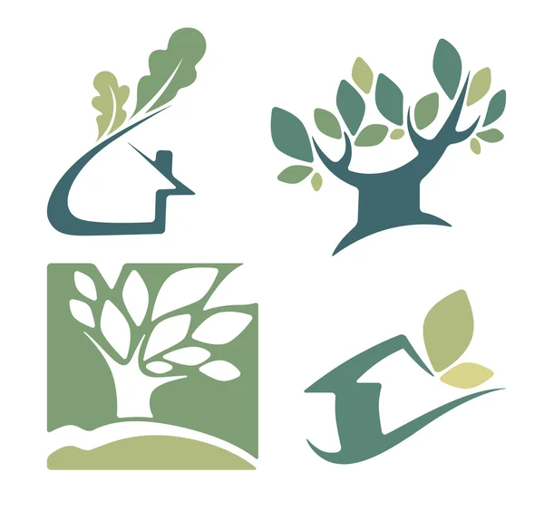 Ecologie, nature, maison et maisons signes et icônes — Image vectorielle