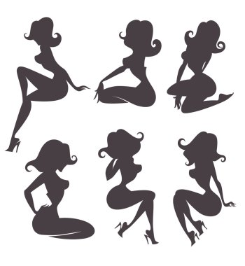 stilize pin up girls silhouettes