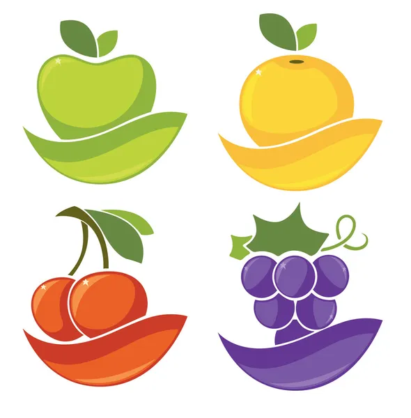 Fresh stylized fruits and berries — Stock Vector