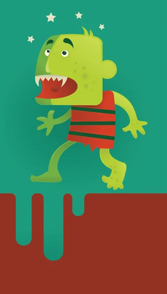 Rajzfilm illusztrációja egy felbontott zöld zombie — Stock Vector