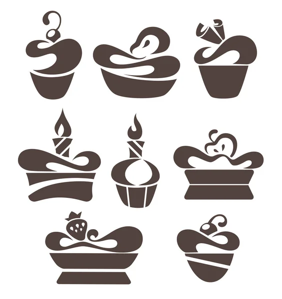 Vector collection of cakes images, symbols and emblems — Stock Vector