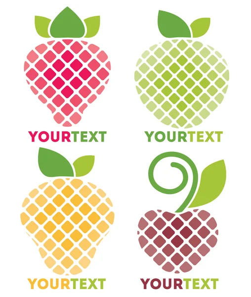 新鲜的程式化的水果和浆果 — 图库矢量图片