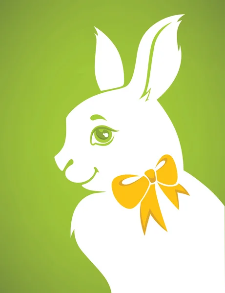 在你的 tex 的绿色背景上的白色复活节兔剪影 — 图库矢量图片