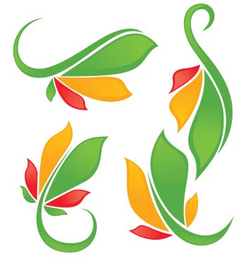 parlak parlak yaprak formları ve semboller vektör toplama