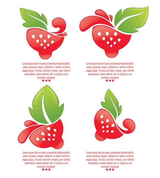 Vector strawberry symbols and stickers — Stock Vector