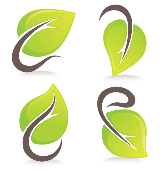 Vector collection of green leaf signs and symbols — 스톡 벡터