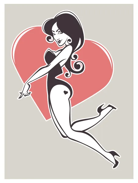 Sexy chica pinup sobre fondo beige — Vector de stock