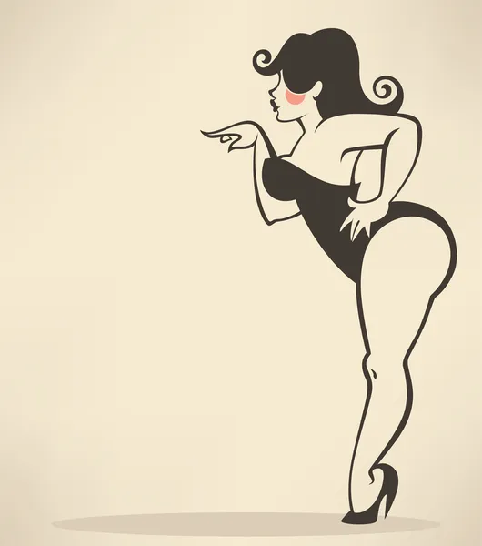 Plus size pinup menina no fundo bege Ilustrações De Stock Royalty-Free