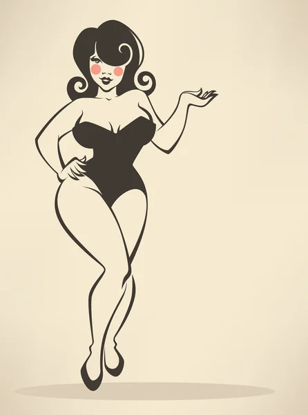 Plus size pin up ragazza — Vettoriale Stock