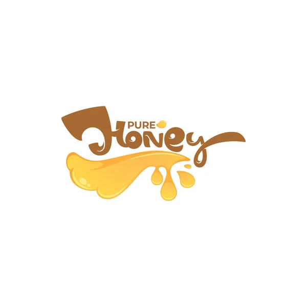 Pure Honing Symbool Logo Etiket Embleem Honing Druppels Belettering Samenstelling — Stockfoto