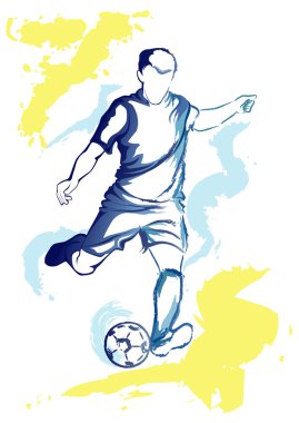 Football player - watercolor kick clipart