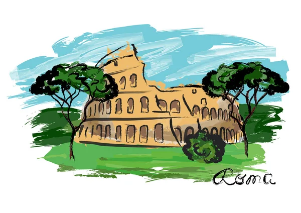 Colosseo acquerello — Vettoriale Stock