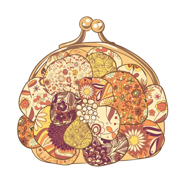 Purse with floral patterns Royalty Free Stock Vectors