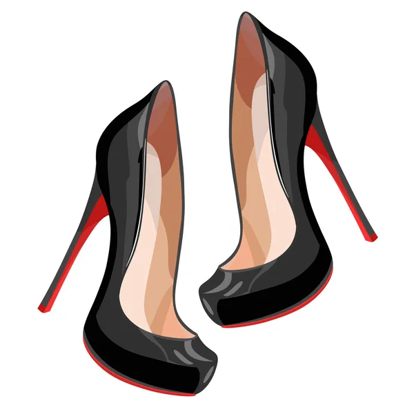 Zapatos negros de tacón alto — Vector de stock