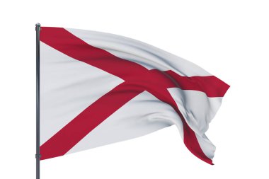 Alabama Eyaleti. 3 boyutlu illüstrasyon, beyazda izole edilmiş, ABD bayrakları ve bölgeleri