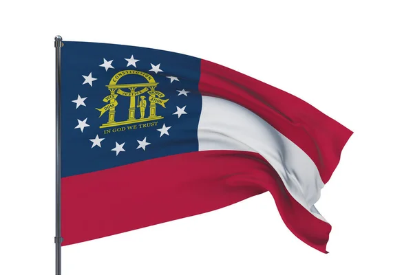 Bandeira do Estado da Geórgia. Ilustração 3D, isolada em branco, bandeiras dos estados e territórios dos EUA — Fotografia de Stock
