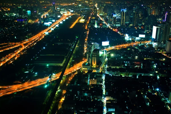 Bangkok ciudad vista de noche — Foto de Stock