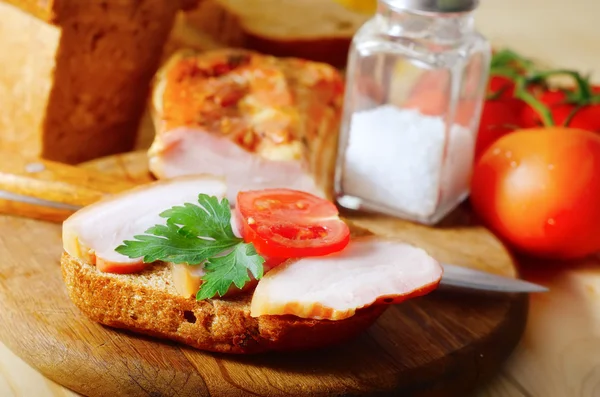 Lard with bread — Stock Photo, Image