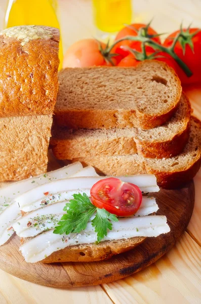 Lardo con pan —  Fotos de Stock