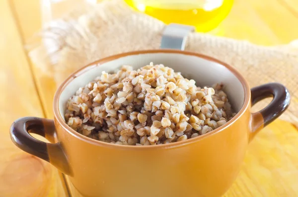 Buckwheat in a pot — Stock Photo, Image