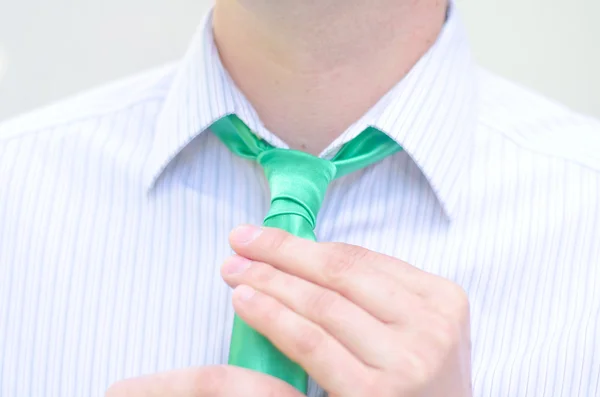 Man fixed his tie — Stock Photo, Image