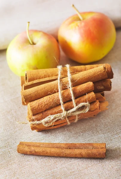 Cinnamon and apples — Stock Photo, Image