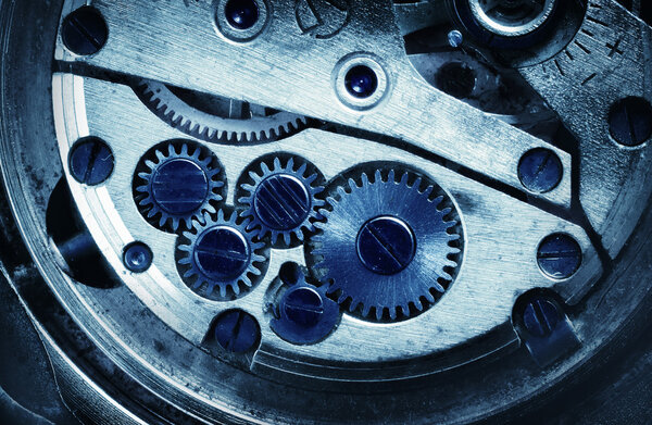 Close up view of gears from old mechanism