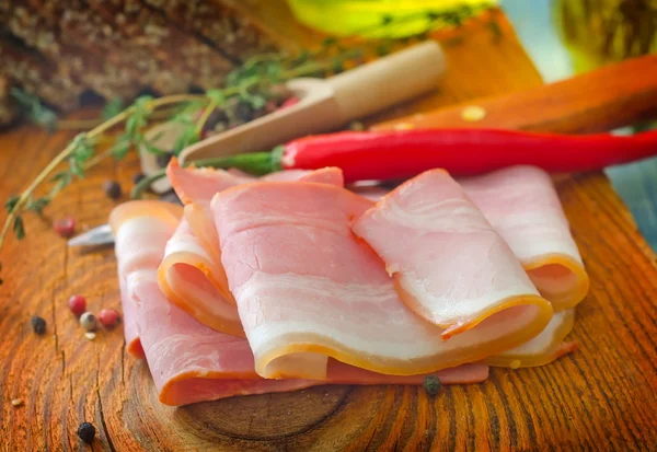 Bacon och bröd — Stockfoto