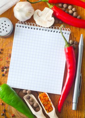 baharat ve sebzeler sınır ve yemek tarifleri için boş sayfa