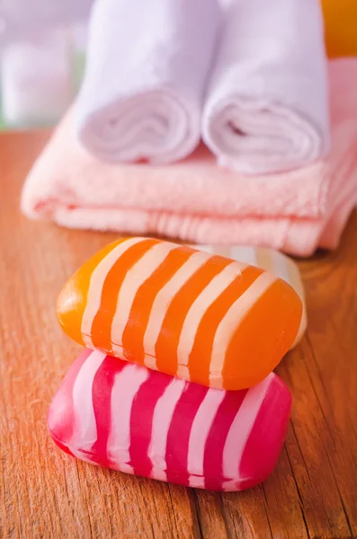 Soap and towel — Stock Photo, Image