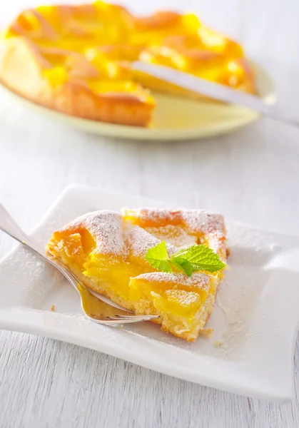 Torta com pêssego — Fotografia de Stock