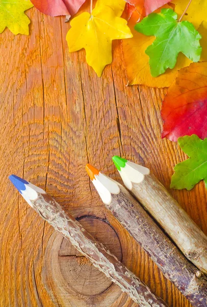 Leaves and note — Stock Photo, Image