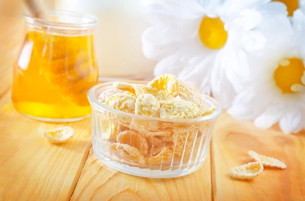 Cornflakes met honing — Stockfoto