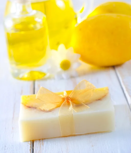 Soap and aroma oil — Stock Photo, Image