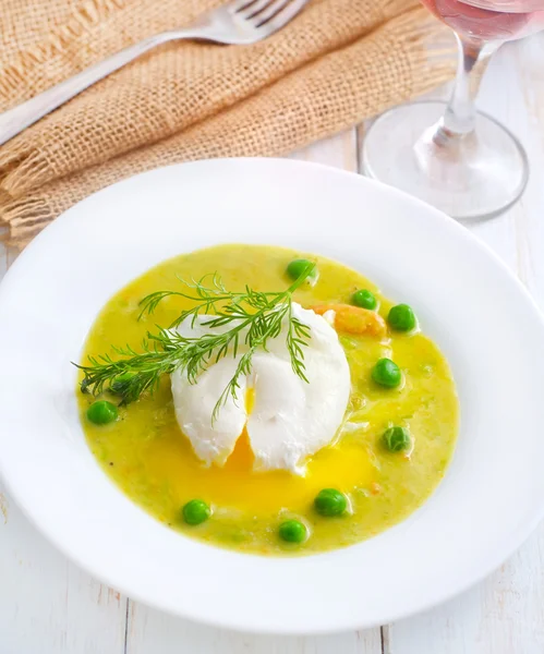 Close Up of Poached Delicious Egg — Stock Photo, Image