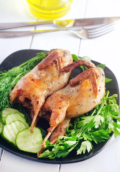 Fried quail — Stock Photo, Image