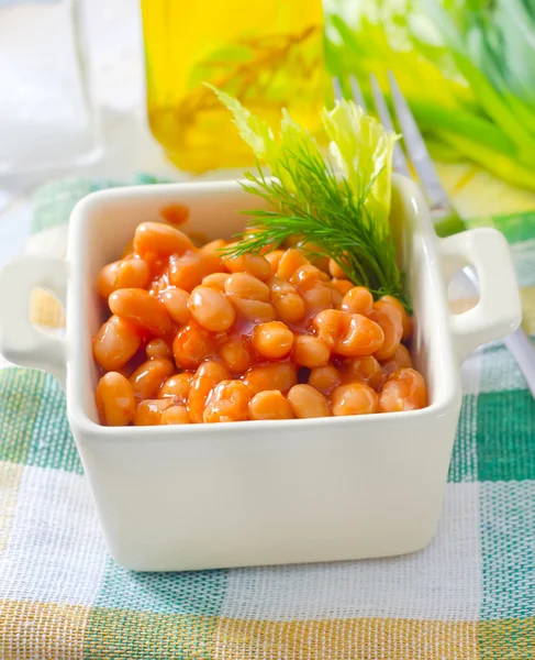 Fagiolo bianco con salsa di pomodoro — Foto Stock