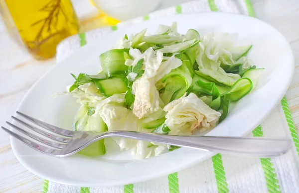 Salat mit Kohl und Gurken — Stockfoto