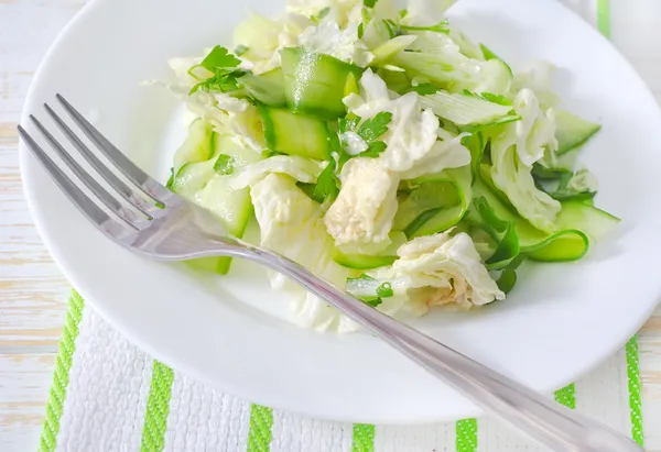 Salat mit Kohl und Gurken — Stockfoto