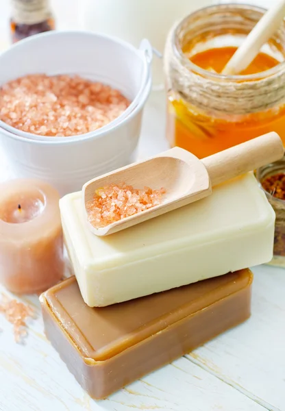 Aroma soap and salt — Stock Photo, Image