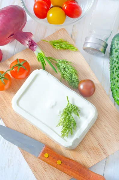 Ingredients for greek salad — Stock Photo, Image