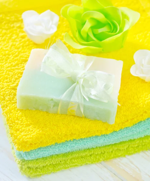 Aroma salt and soap — Stock Photo, Image