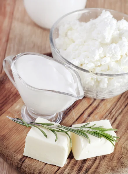 Cottage,butter and milk — Stock Photo, Image
