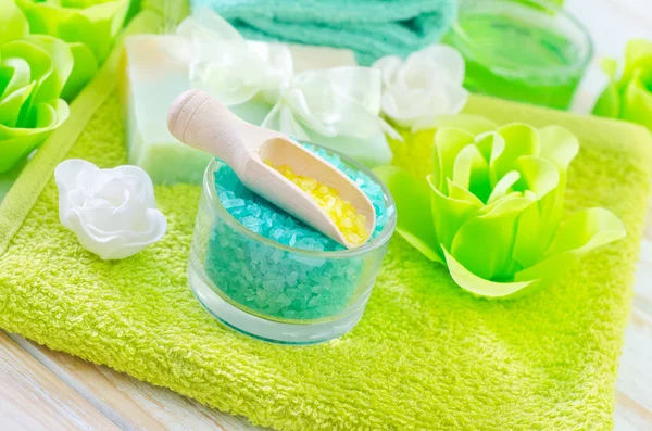 Sea salt and soap — Stock Photo, Image