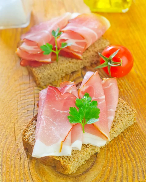 Sandwich with ham — Stock Photo, Image