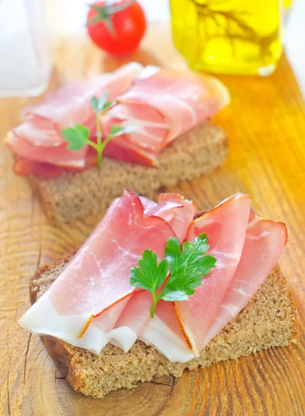 Sandwich with ham — Stock Photo, Image