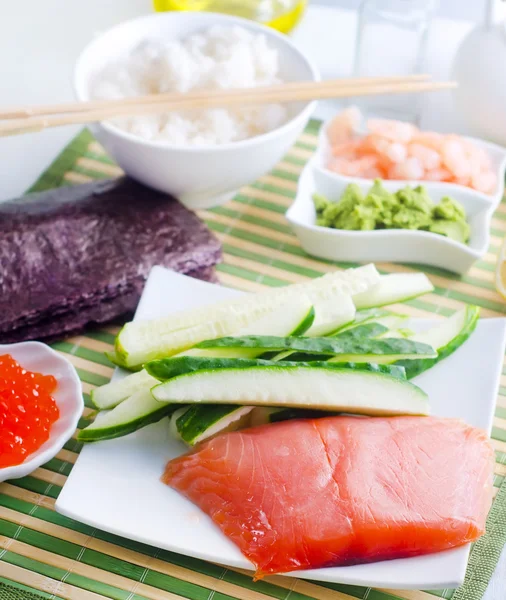 Ingredienser för sushi, — Stockfoto